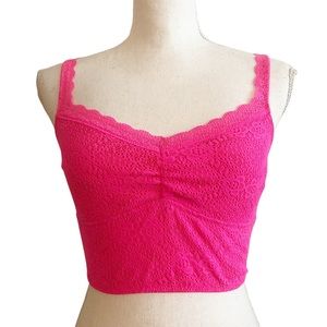 GILLY HICKS SYDNEY Barbiecore Hot Pink Lace Unlined Bralette by Hollister Medium